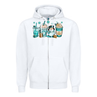 White winter coffee cups Zipper Hoodie - OliviaCreatesArt