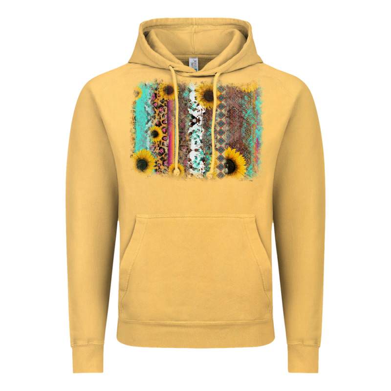 Aztec Leopard Turquoise Sunflower Background Vintage Hoodie by RanaPortraitStore | Teevron