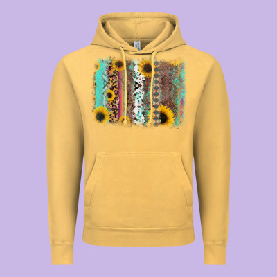 Aztec Leopard Turquoise Sunflower Background Vintage Hoodie Designed By Ranaportraitstore