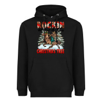 Black Rockin Around The Christmas Tree Rodeo Heavyweight Hoodie - FaDigitalArtStudio