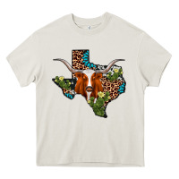 Cream longhorn texas map Heavy Core Tee - AdoDesignShop