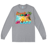 Heather Grey summer camp Long Sleeve Tee - NancyCooperArtShop