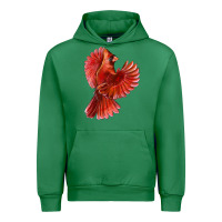 Emerald Flying Northern Cardinal Bird Urban Hoodie - LillyAllenDesigns