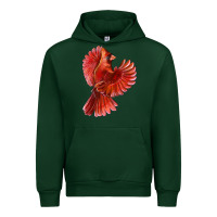 Forest Green Flying Northern Cardinal Bird Urban Hoodie - LillyAllenDesigns