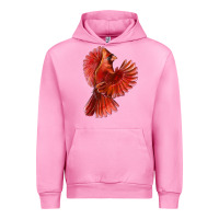 Fuchsia Pink Flying Northern Cardinal Bird Urban Hoodie - LillyAllenDesigns