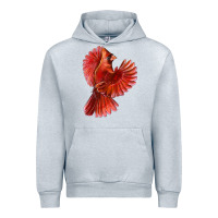 Heather Grey Flying Northern Cardinal Bird Urban Hoodie - LillyAllenDesigns