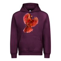 Mauve Wine Flying Northern Cardinal Bird Urban Hoodie - LillyAllenDesigns