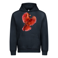Navy Flying Northern Cardinal Bird Urban Hoodie - LillyAllenDesigns