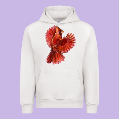 Flying Northern Cardinal Bird Urban Hoodie Designed By Lillyallendesigns