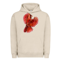 Pigment French Oak Flying Northern Cardinal Bird Urban Hoodie - LillyAllenDesigns