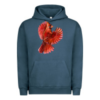 Pigment Midnight Navy Flying Northern Cardinal Bird Urban Hoodie - LillyAllenDesigns