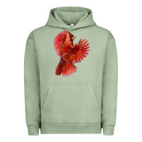 Pigment Oil Green Flying Northern Cardinal Bird Urban Hoodie - LillyAllenDesigns