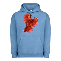Pigment Pebble Blue Flying Northern Cardinal Bird Urban Hoodie - LillyAllenDesigns