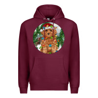 Burgundy Toy Poodle And Farm Premium Hoodie - RanaPortraitStore