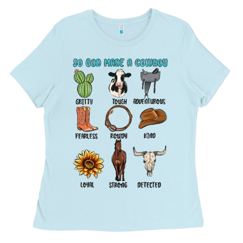 So God Made A Cowboy Ladies Tee by MaliasSmallBusiness | Teevron