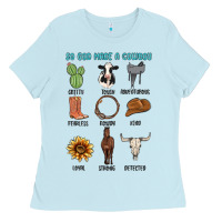 Baby Blue so god made a cowboy Ladies Tee - MaliasSmallBusiness