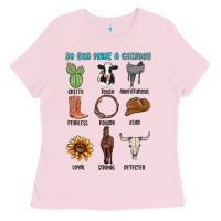 Bubblegum Pink so god made a cowboy Ladies Tee - MaliasSmallBusiness