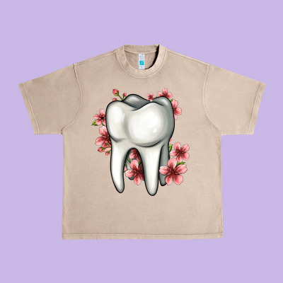 Floral Tooth Urban Heavy Tee Designed By Jasminsmagicworld