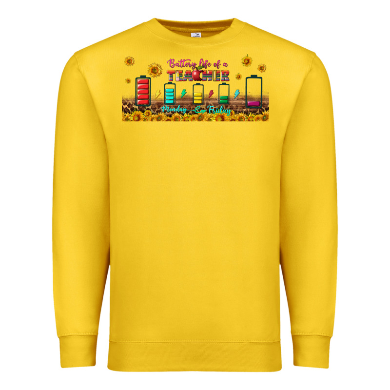 Battery Life Of A Teacher Libbey Glass Premium Sweatshirt by BundleAndBundleShop | Teevron