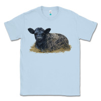 Dusty Blue Black Angus Calf Illustrations Classic Tee - LillyAllenDesigns