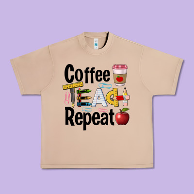 Coffee Teach Repeat Urban Heavy Tee Designed By Barkaloodesign