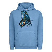 Pigment Pebble Blue Black Shallowtail Urban Hoodie - LillyAllenDesigns