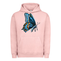 Pigment Salmon Black Shallowtail Urban Hoodie - LillyAllenDesigns