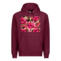 Burgundy Valentine's Day pink plaid red glitter cowhide Premium Hoodie - FaDigitalArtStudio