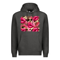 Charcoal Heather Valentine's Day pink plaid red glitter cowhide Premium Hoodie - FaDigitalArtStudio