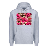 Heather Grey Valentine's Day pink plaid red glitter cowhide Premium Hoodie - FaDigitalArtStudio