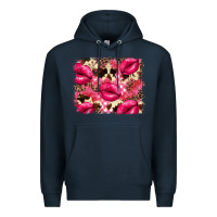 Navy Valentine's Day pink plaid red glitter cowhide Premium Hoodie - FaDigitalArtStudio