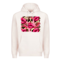 Pale Pink Valentine's Day pink plaid red glitter cowhide Premium Hoodie - FaDigitalArtStudio