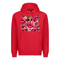 Red Valentine's Day pink plaid red glitter cowhide Premium Hoodie - FaDigitalArtStudio
