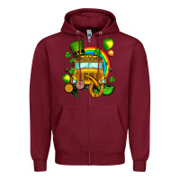 Burgundy St. Patrick's school bus Zipper Hoodie - OliviaCreatesArt