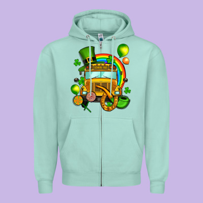 St. Patrick's School Bus Zipper Hoodie Designed By Oliviacreatesart