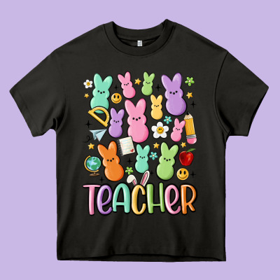 Teacher Bunny's Heavy Core Tee Designed By Maliassmallbusiness