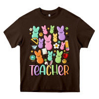 Chocolate Brown teacher bunny's Heavy Core Tee - MaliasSmallBusiness