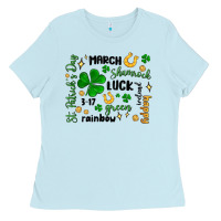 Baby Blue st. patricks day doodle Ladies Tee - MaliasSmallBusiness