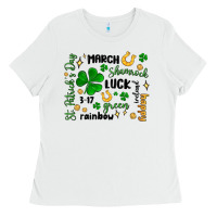 White st. patricks day doodle Ladies Tee - MaliasSmallBusiness