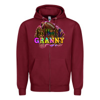 Burgundy football granny Zipper Hoodie - OliviaCreatesArt