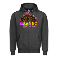 Charcoal Heather football granny Zipper Hoodie - OliviaCreatesArt