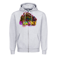 Heather Grey football granny Zipper Hoodie - OliviaCreatesArt