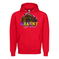 Red football granny Zipper Hoodie - OliviaCreatesArt