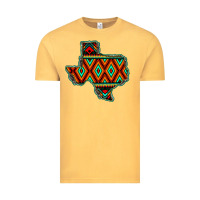 Vintage Mustard Texas Map With Aztec Background Vintage Tee - JahusDesignShop