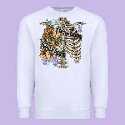 Inhale Peace Exhale Chaos Chest Premium Sweatshirt Designed By Fadigitalartstudio