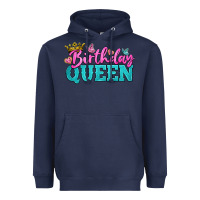 Navy birthday queen Heavyweight Hoodie - BundleAndBundleShop
