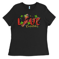 Black mardi gras love crawfish Ladies Tee - MaliasSmallBusiness
