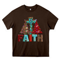 Chocolate Brown cross and christmas trees Heavy Core Tee - AdoDesignShop