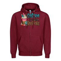 Burgundy coffee teach repeat Zipper Hoodie - OliviaCreatesArt