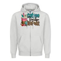 Dove Grey coffee teach repeat Zipper Hoodie - OliviaCreatesArt